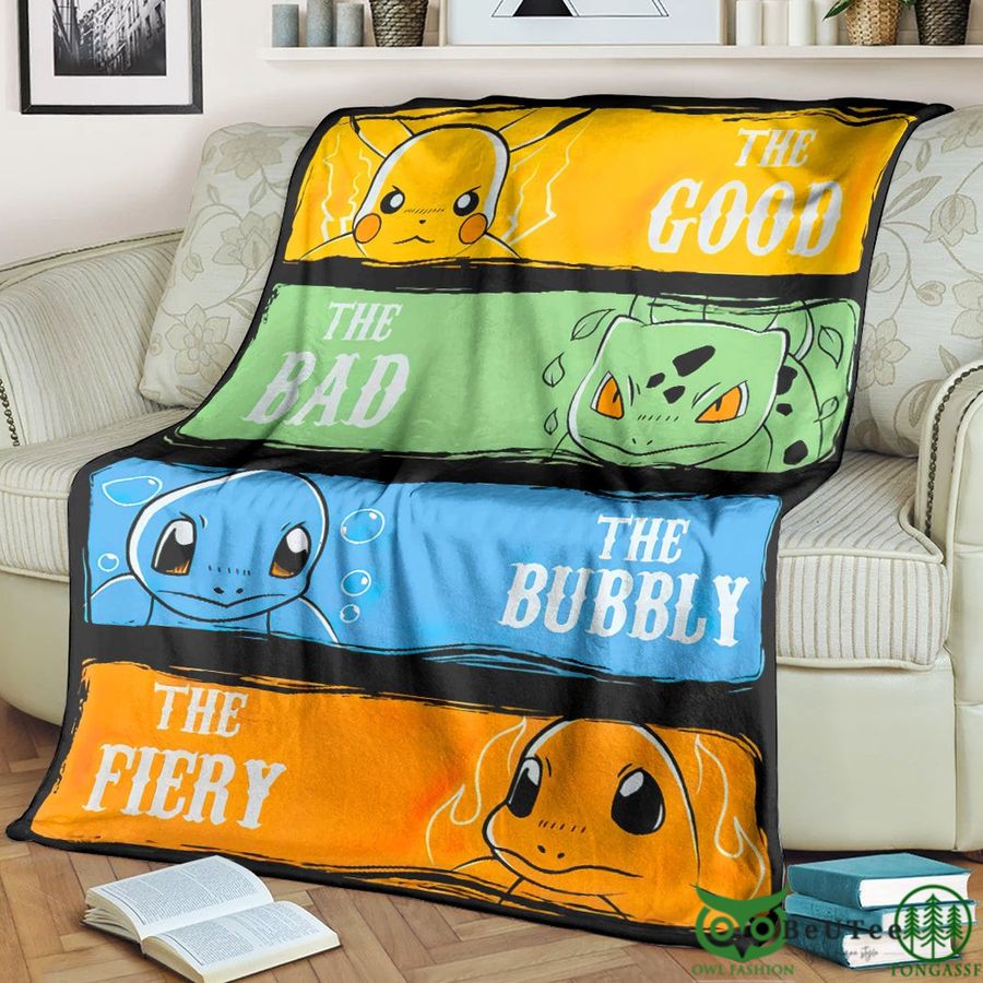 Anime PKM The Good The Bad The Bubbly The Fiery Custom Soft Blanket