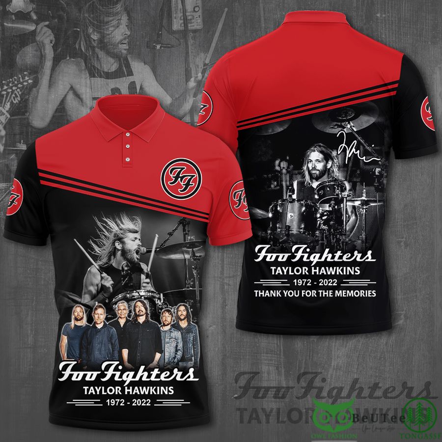 Foo Fighters Taylor Hawkins Memory Tribute 2022 3D Polo Shirt Red