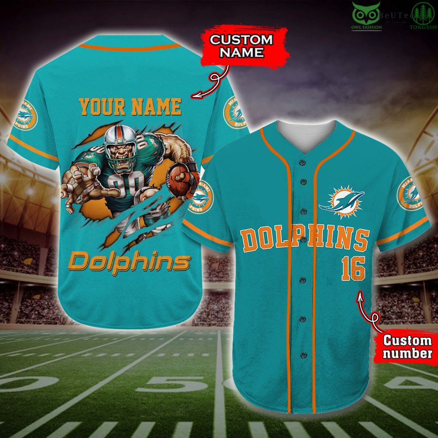 Miami Dolphins Baseball Jersey NFL Fan Gifts Custom Name and Number
