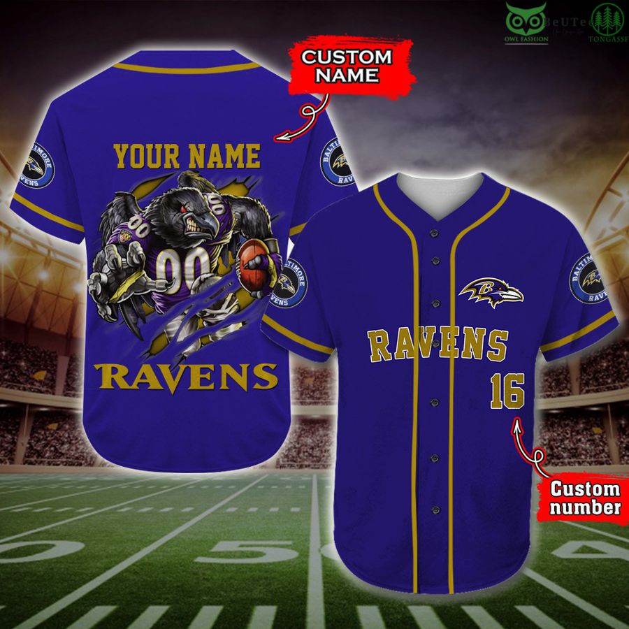 Baltimore Ravens Baseball Jersey NFL Fan Gifts Custom Name and Number