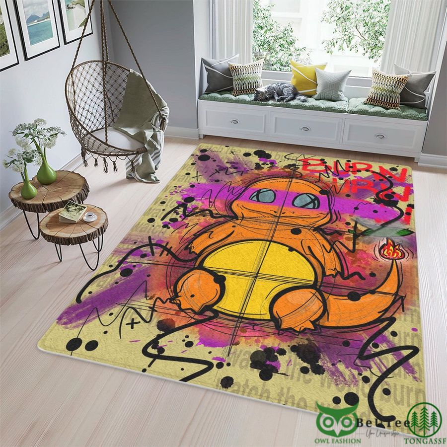 Charmander Art Ink Pattern Yellow Custom Rug