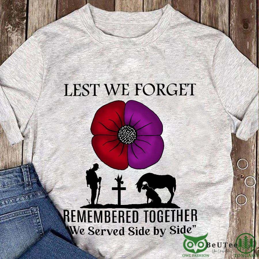 Veteran Animals Lest We Forget Poppy Honor Remembrance 2D T-shirt