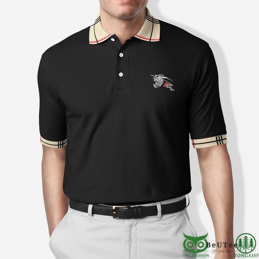Limited Edition Burberry Pattern Basic Black Polo Shirt