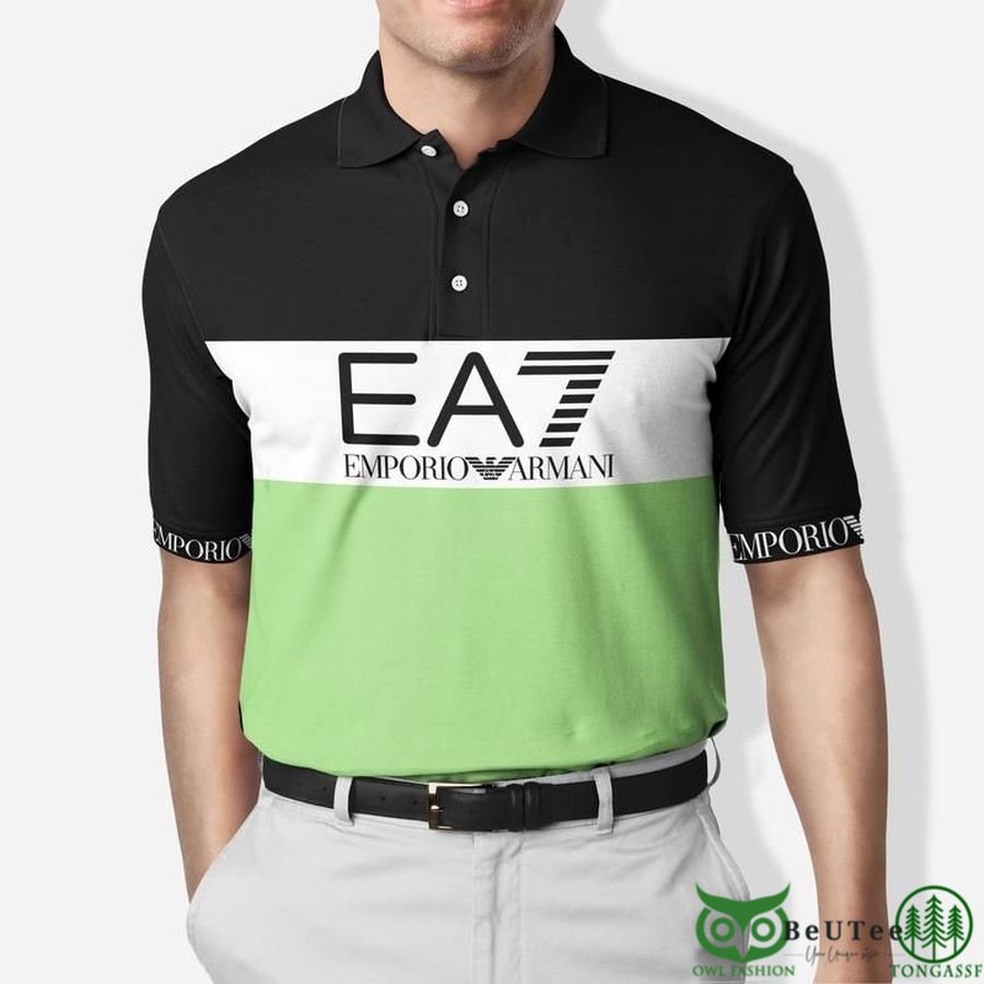 Limited Edition Emporio Armani EA7 Black Green White Polo Shirt