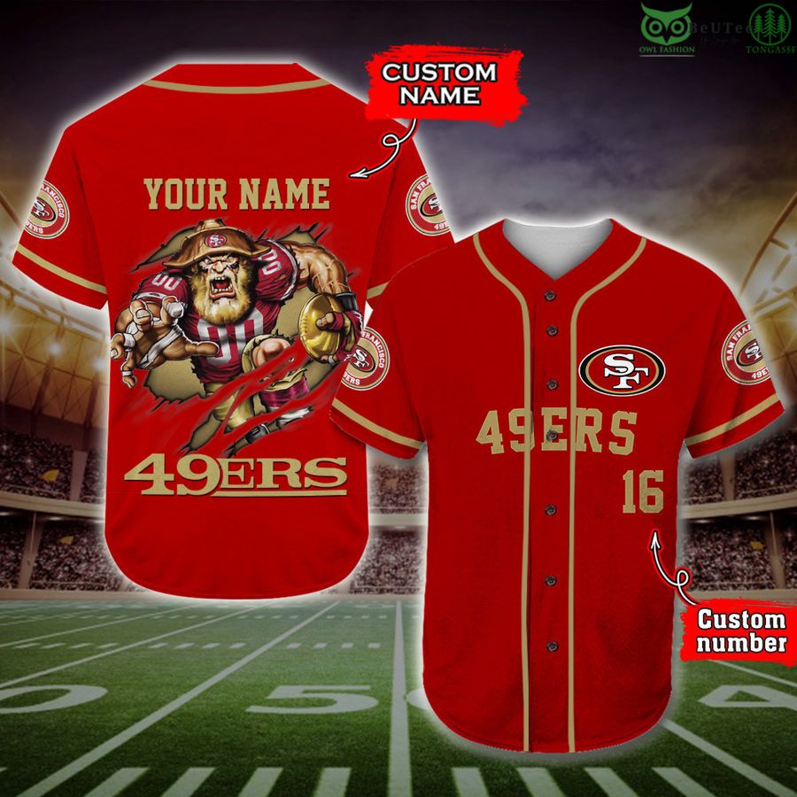 San Francisco 49ers Baseball Jersey NFL Fan Gifts Custom Name and Number