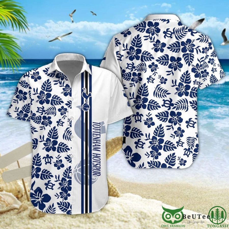 Tottenham Hotspur F.C Dark Blue White Hawaiian Shirt Short