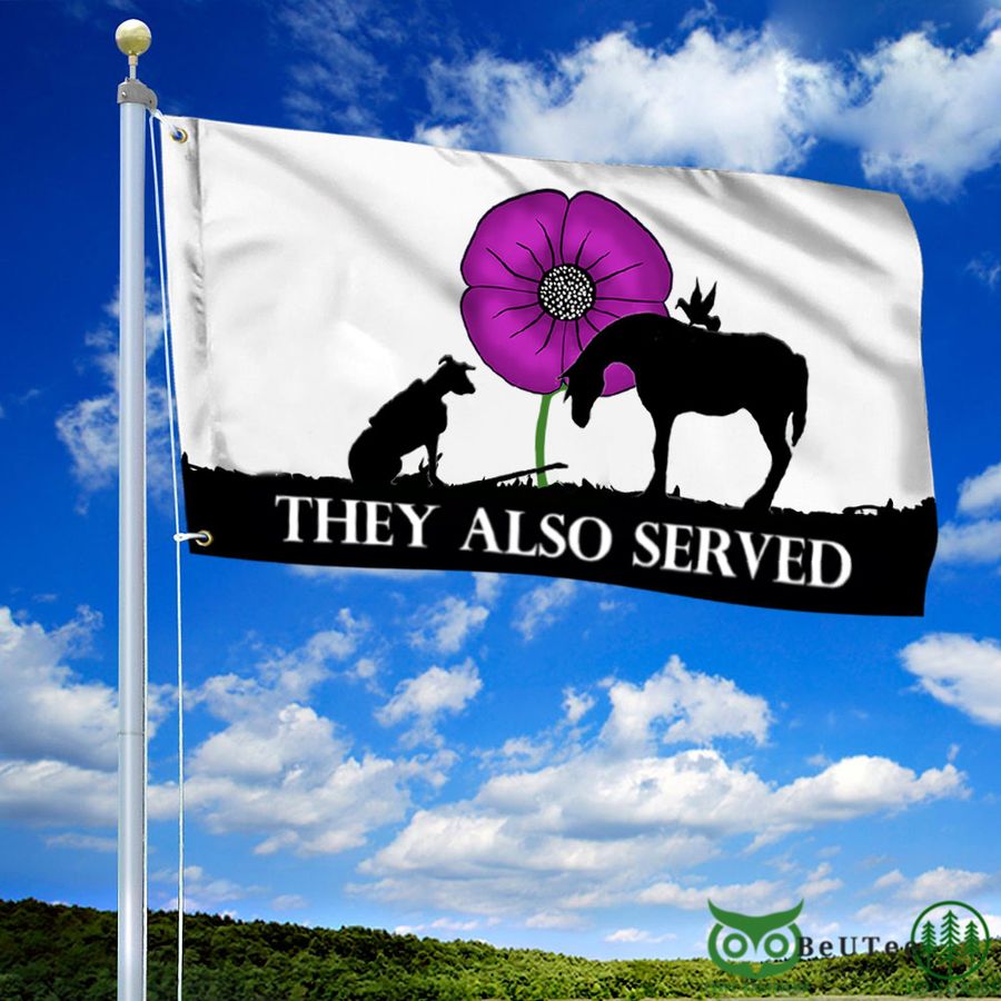 Animal They Also Served Purple Poppy Served War Honor And Remember Flag