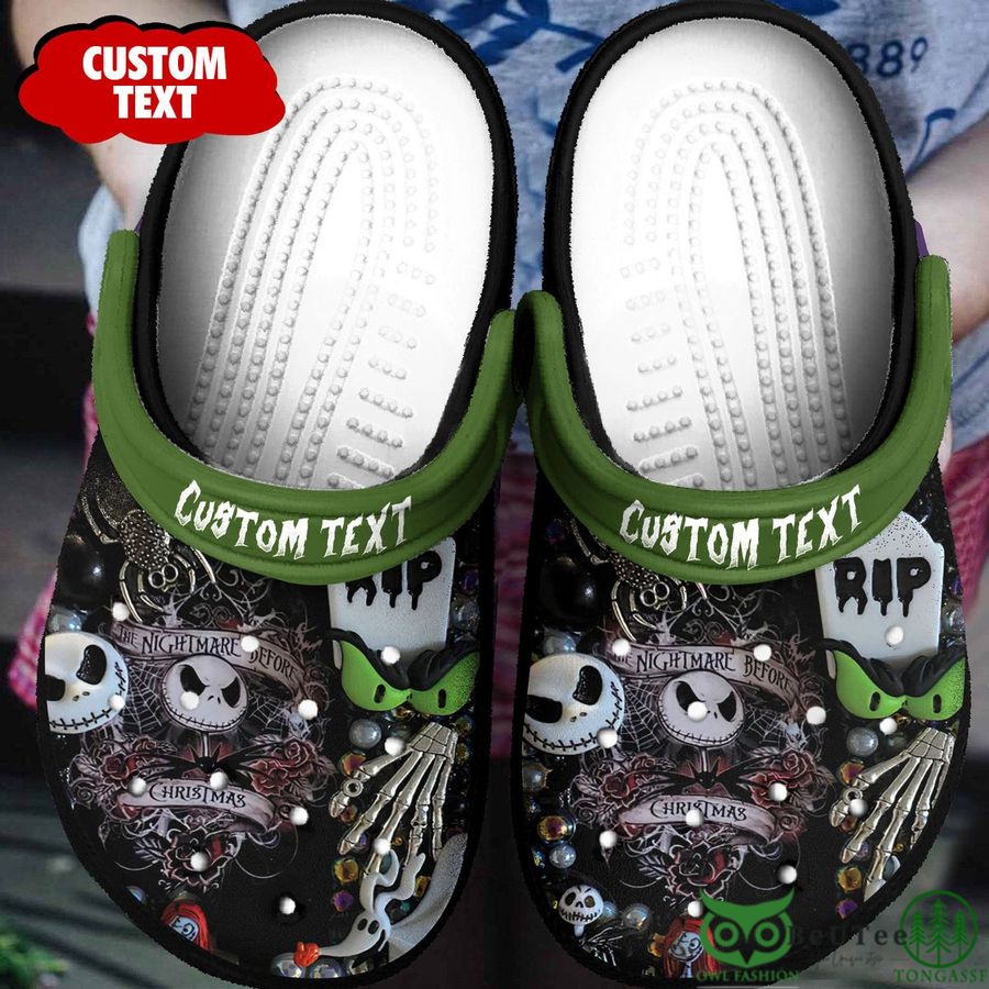 Custom Text Halloween The Nightmare Before Christmas Green Clogs