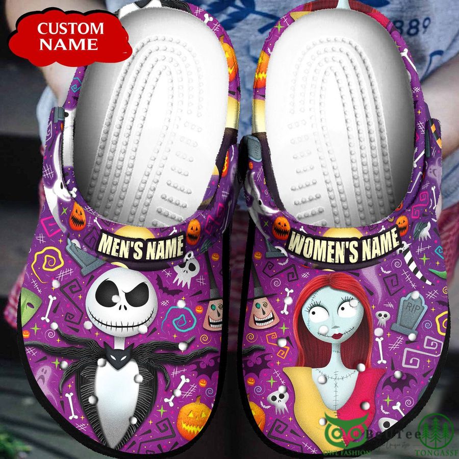 Custom Name Halloween Jack Skellington Purple Clogs 