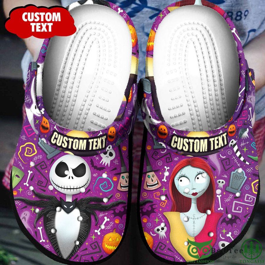 Custom Text Halloween Jack Skellington Purple Clogs 