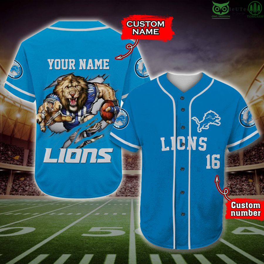 Detroit Lions Baseball Jersey NFL Fan Gifts Custom Name and Number