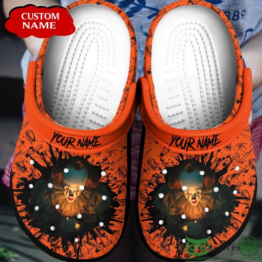 Custom Name Halloween Pennywise Orange Clogs 