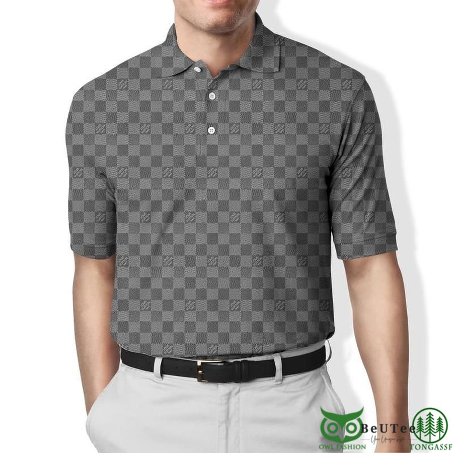 Limited Edition Louis Vuitton Gray Checkered Polo Shirt