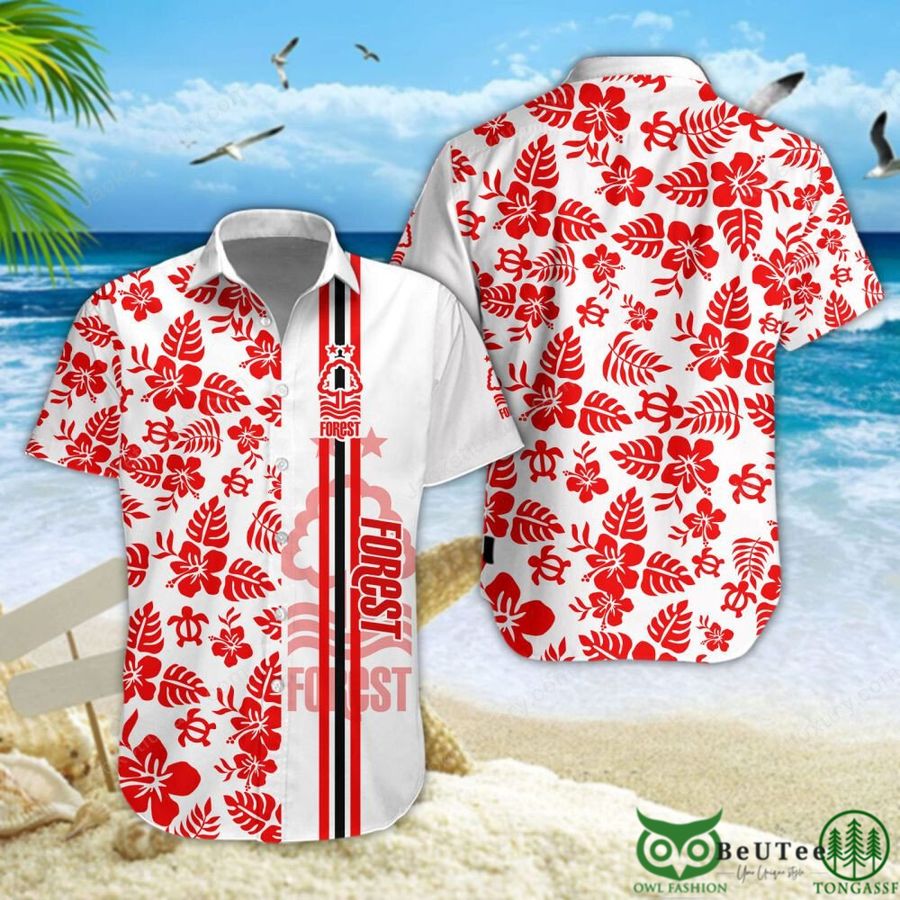 Nottingham Forest F.C Red White Hawaiian Shirt Short