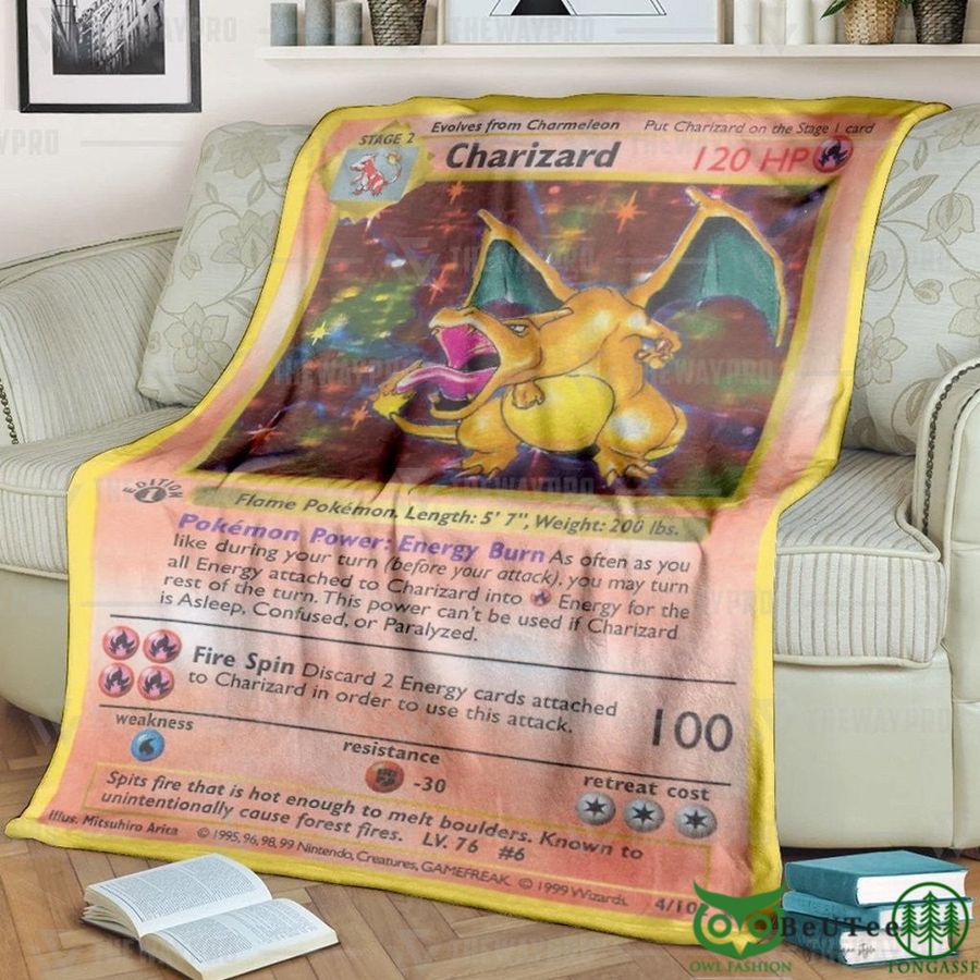PKM Charizard Card Custom Soft Blanket