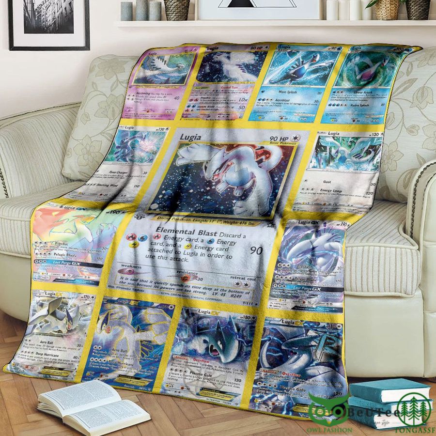 Anime PKM Lugia Cards Version 2 Custom Soft Blanket
