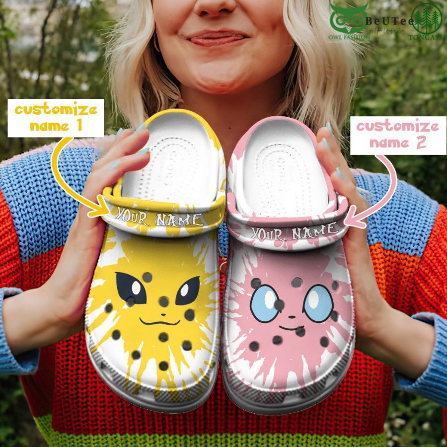 Jolteon And Sylveon Tie Dye Face Customized Classic Crocs Pokemon