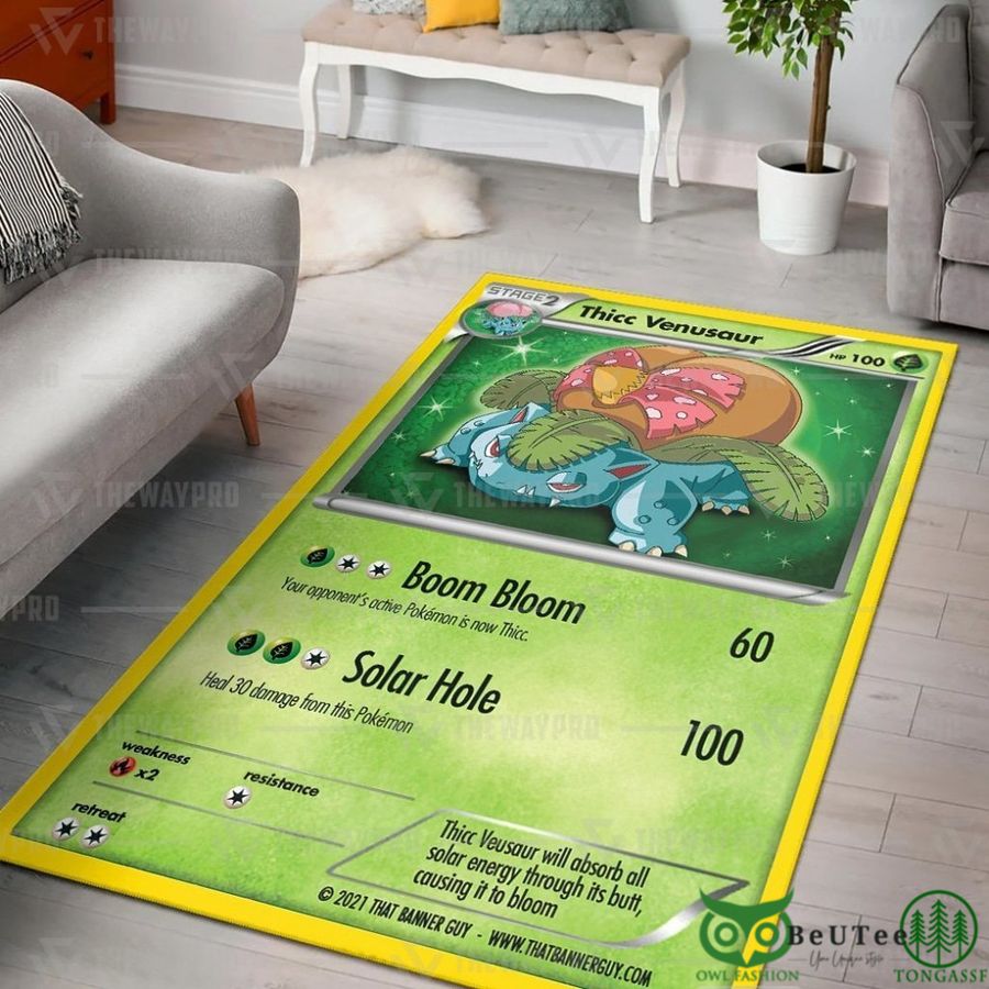 Thicc Venusaur Card Information Green Custom Rug