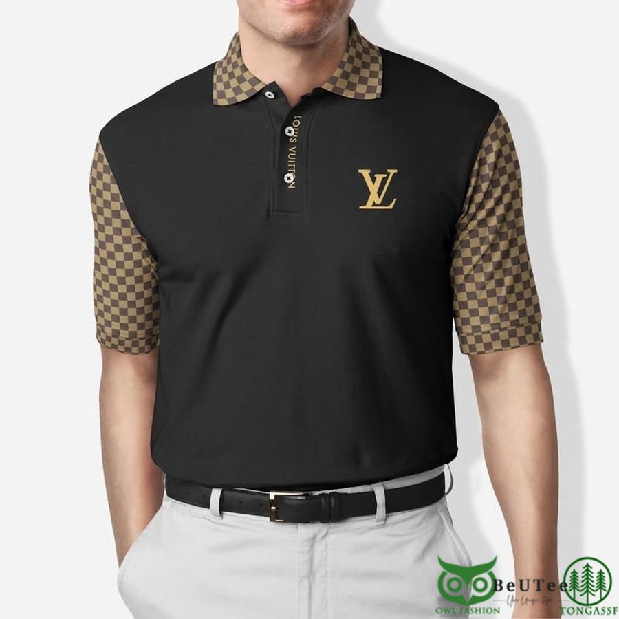 Limited Edition Louis Vuitton Black Checkered Sleeves Polo Shirt