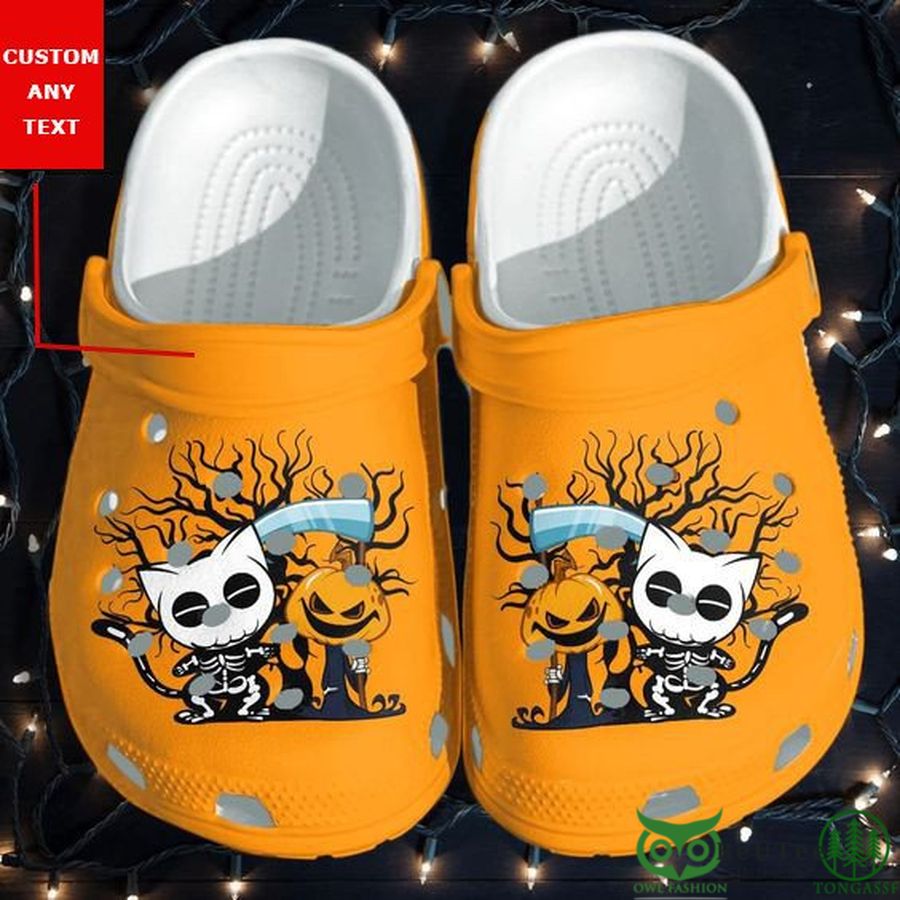 Personalized Halloween Cat Jack Skellington Pumpkin Clogs 