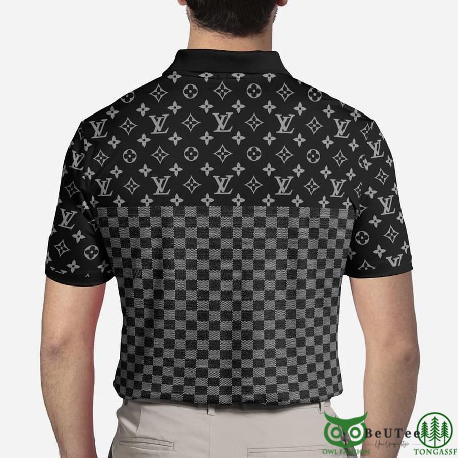 Louis Vuitton White And Grey Checkerboard Full Print Polo Shirt - Tagotee