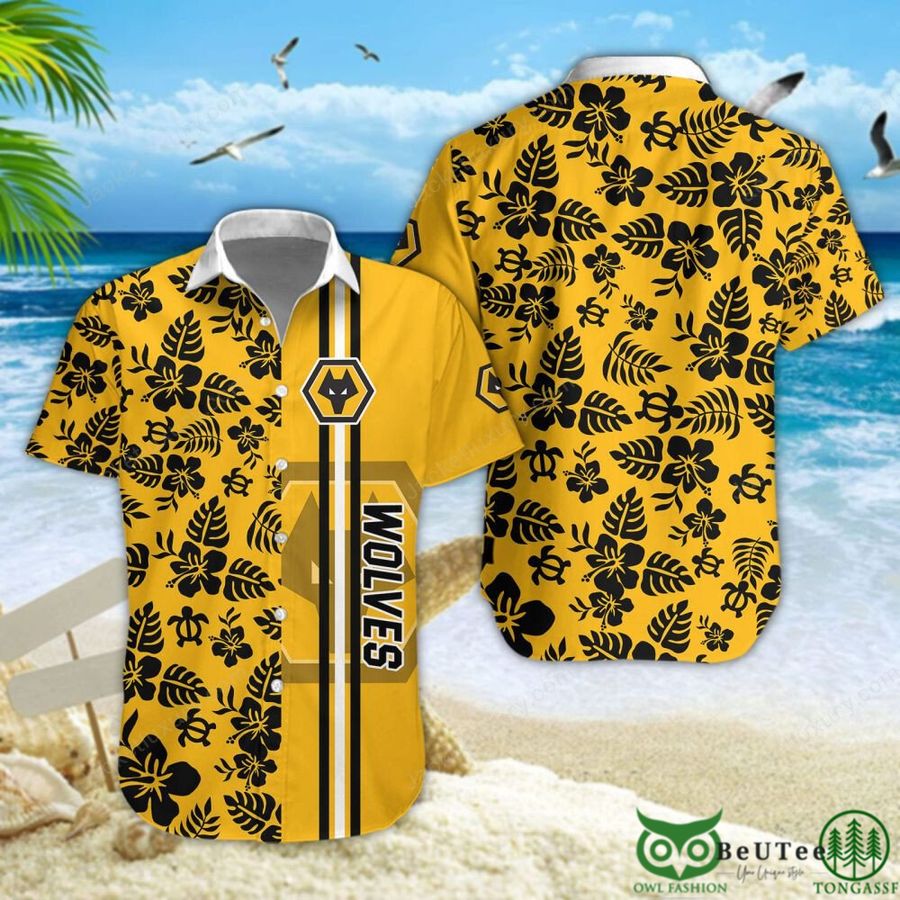 Wolverhampton Wanderers F.C Yellow Black Hawaiian Shirt Short