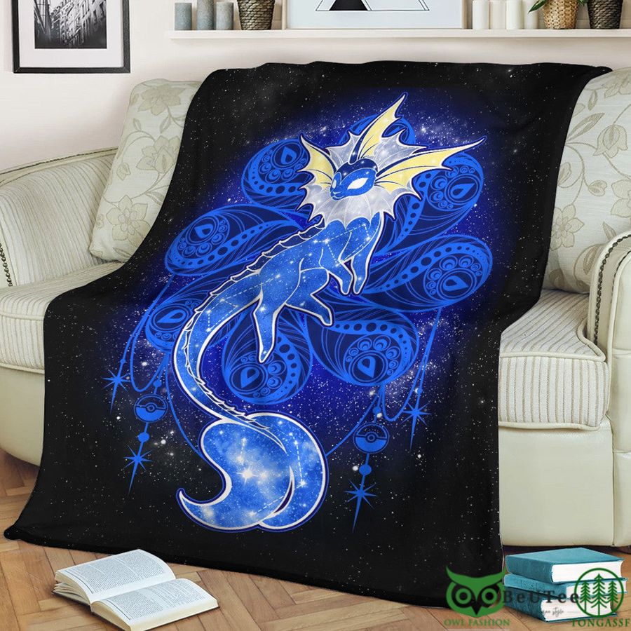 Anime PKM Vaporeon Starry Custom Soft Blanket