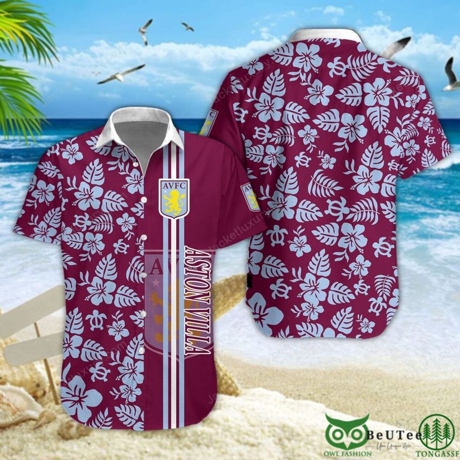 Aston Villa F.C Blue Purple Hawaiian Shirt Short