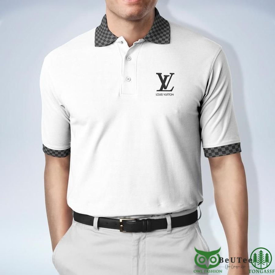 Limited Edition Louis Vuitton White Checkered on Sleeves Polo Shirt