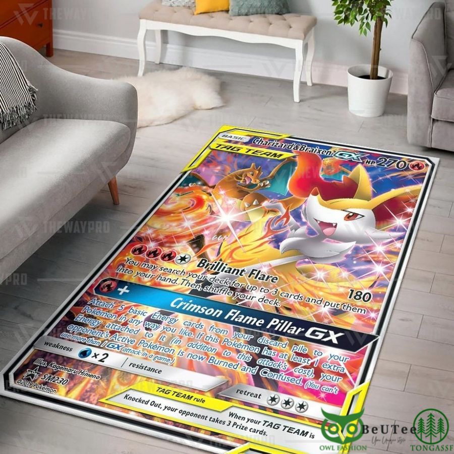 Charizard & Braixen GX Card Information Custom Rug