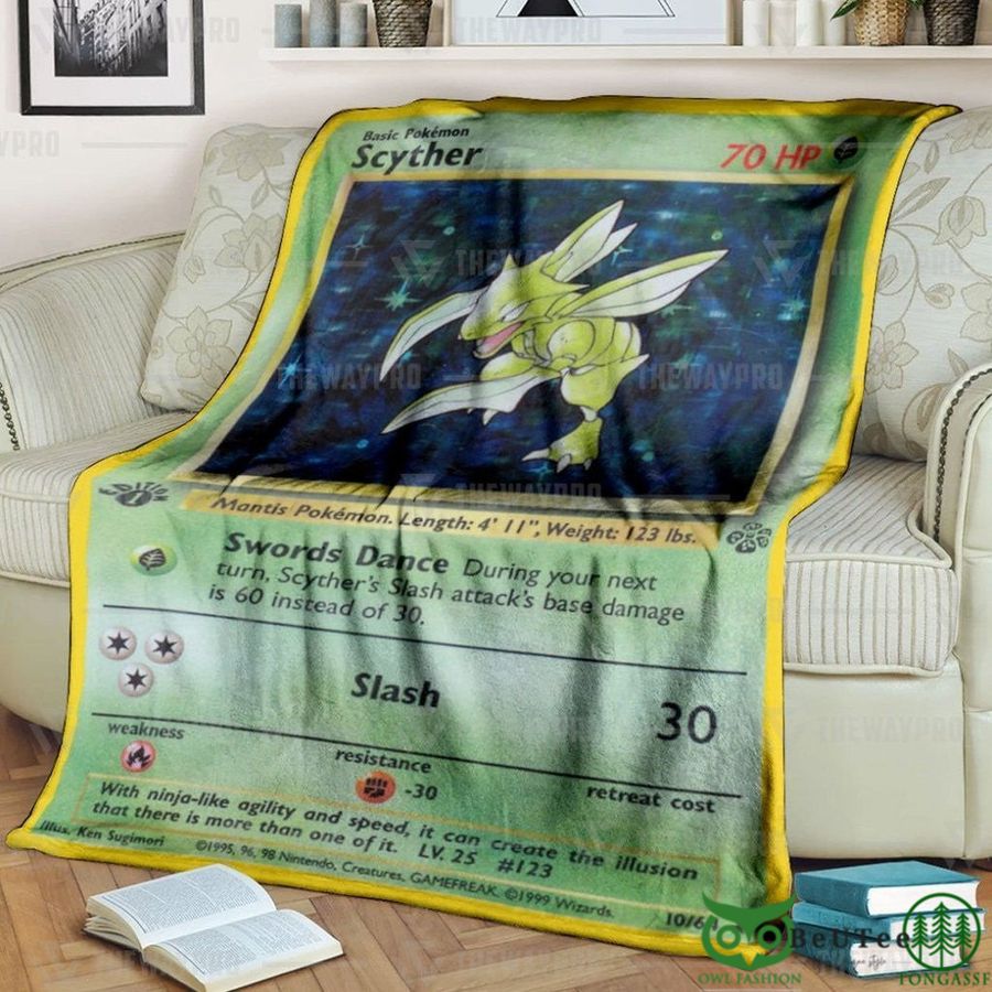 Anime PKM Scyther Holo 1st Edition Custom Soft Blanket