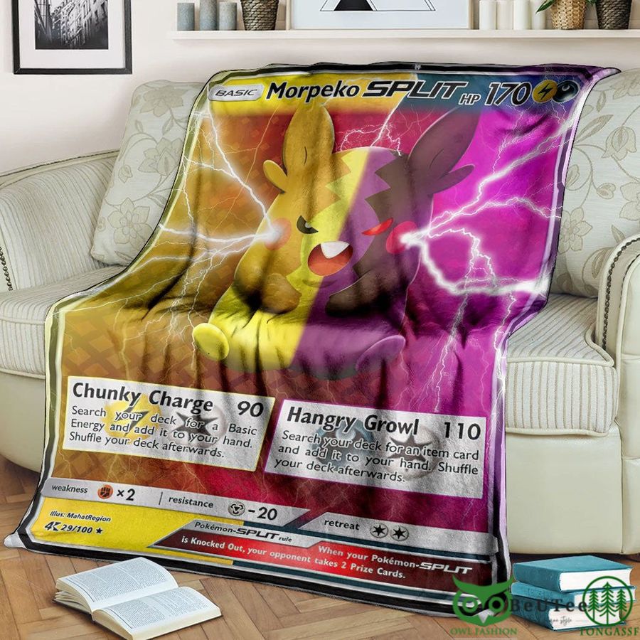 Anime PKM Morpeko Split Custom Soft Blanket