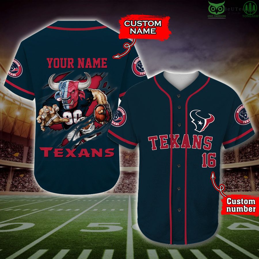 Houston Texans Baseball Jersey NFL Fan Gifts Custom Name and Number