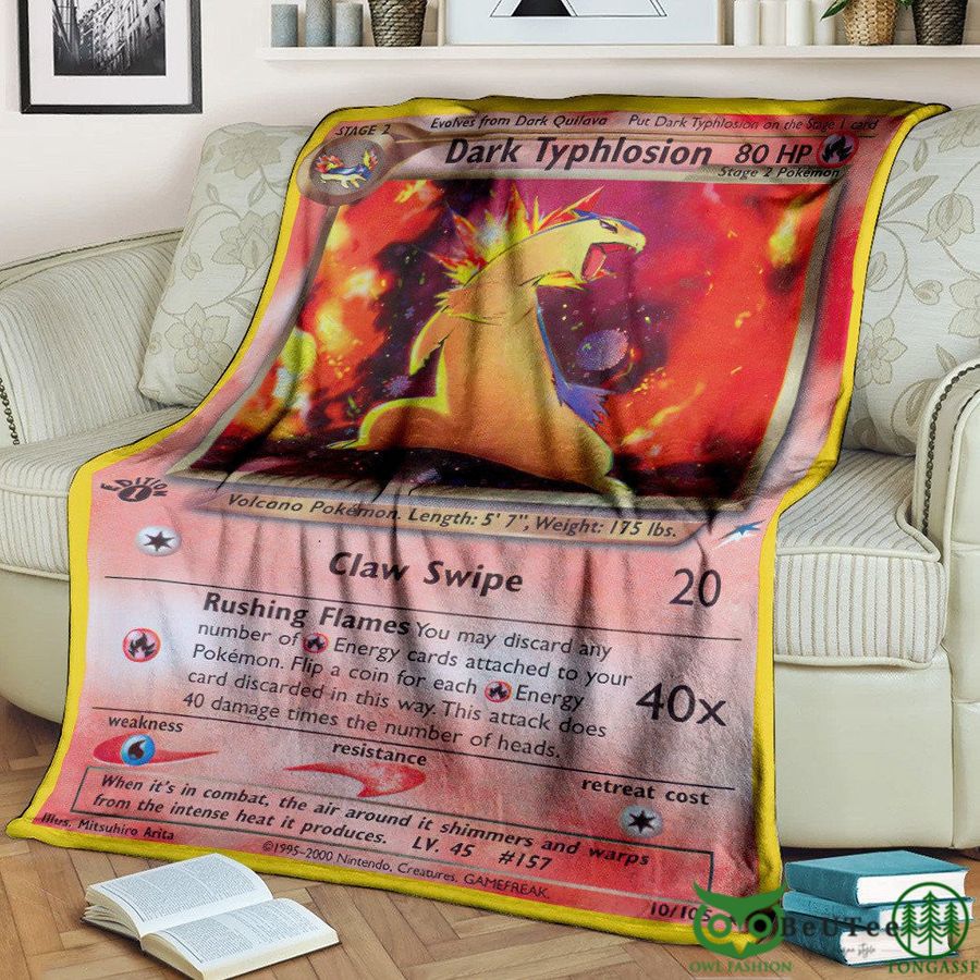 Anime PKM Dark Typhlosion 1st Edition Custom Soft Blanket