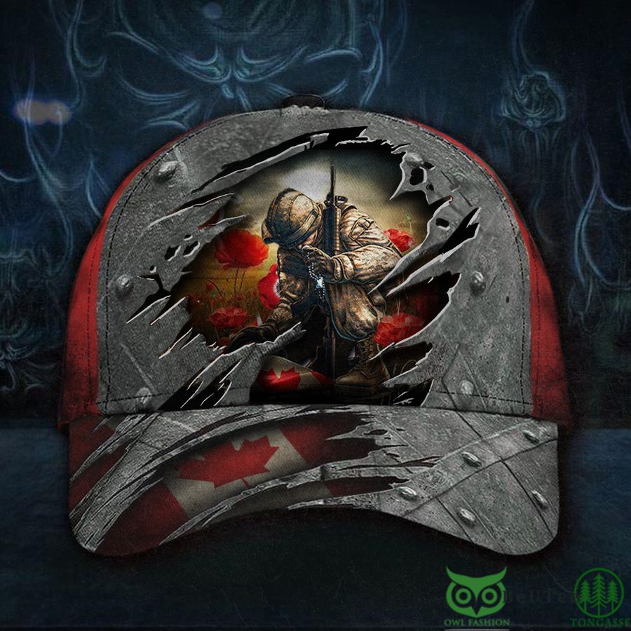 Veteran Poppy Canadian Flag Remembrance Day Patriotic Classic Cap