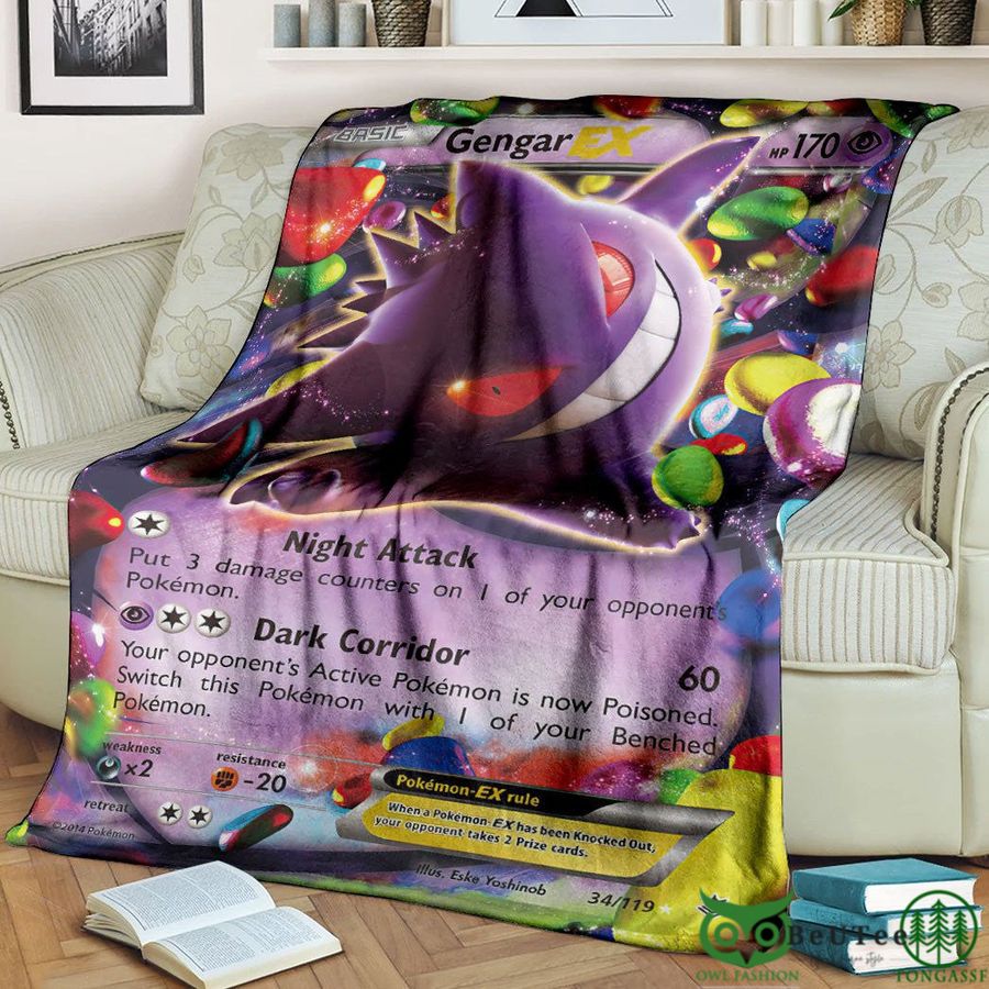Anime PKM Gengar EX Phantom Forces Custom Soft Blanket