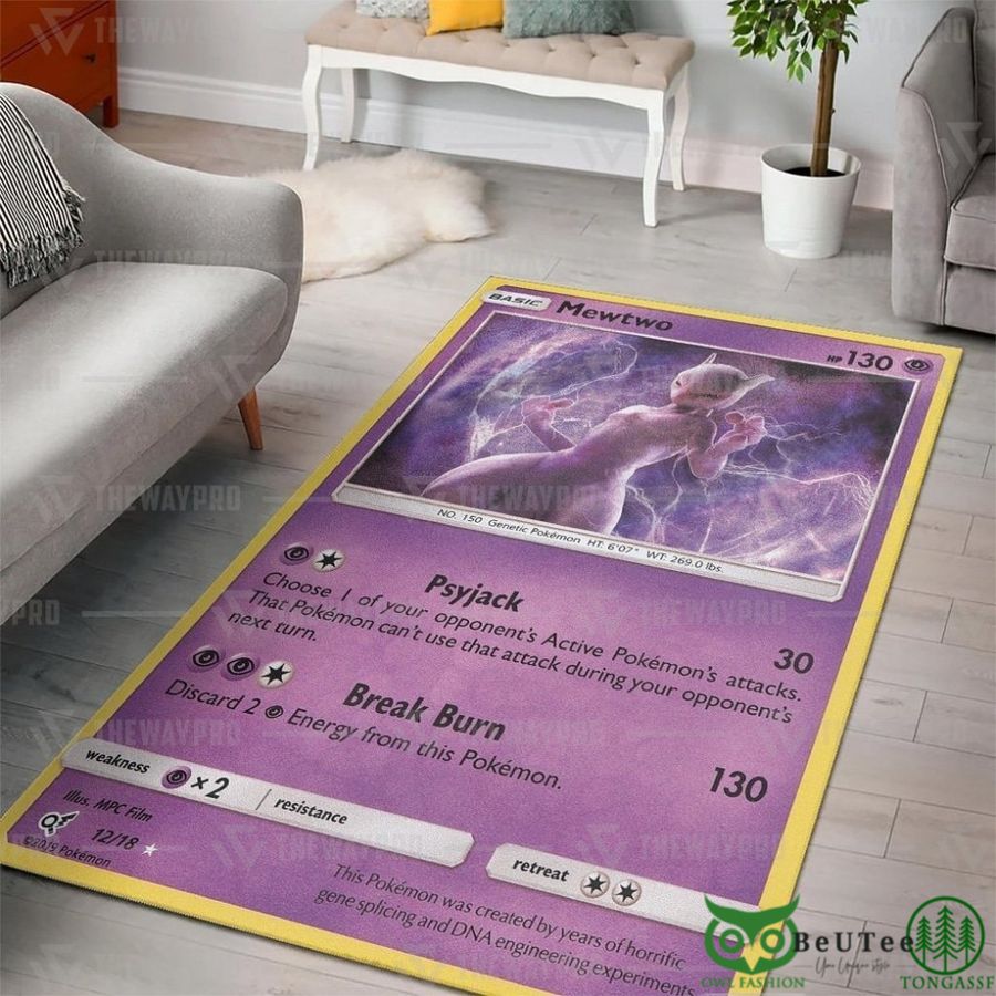 Detective Pikachu Rare Holo Mewtwo Custom Rug
