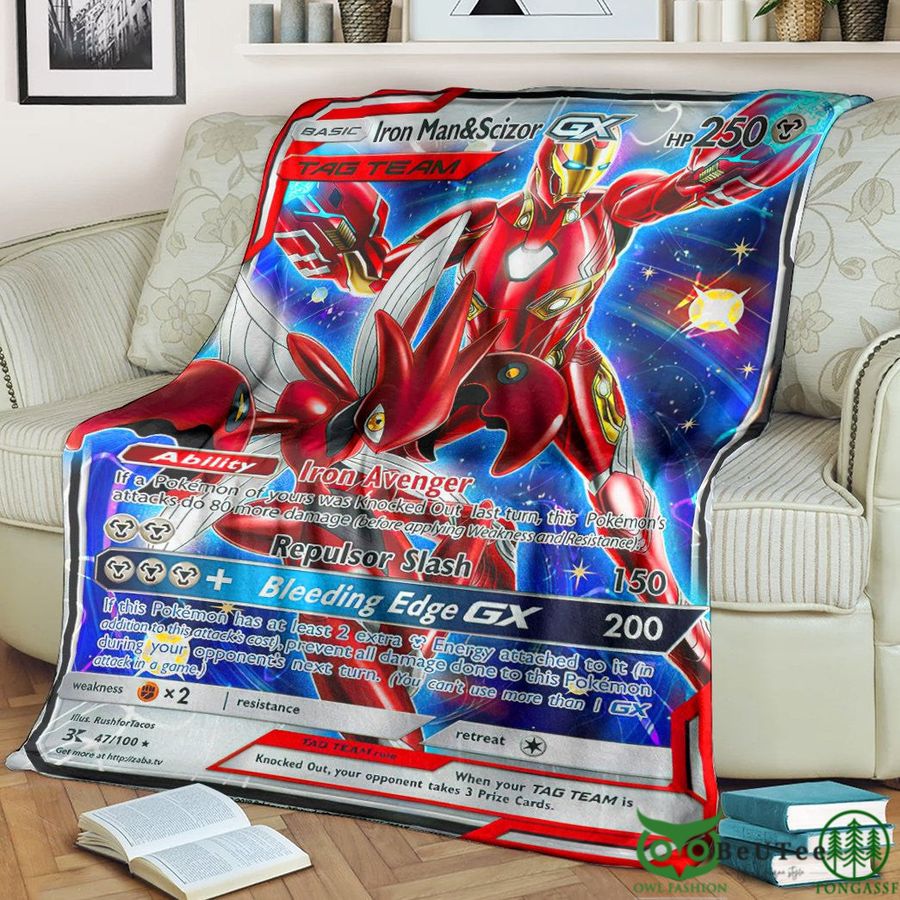 Anime PKM IM & Scizor Tag Team Custom Soft Blanket