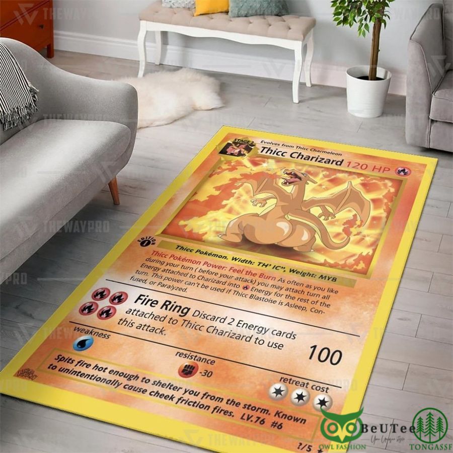 Thicc Charizard Card Information Orange Custom Rug