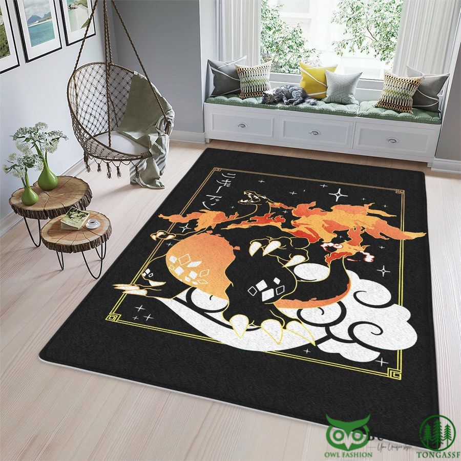 Charizard Night Sky Pattern Black Custom Rug