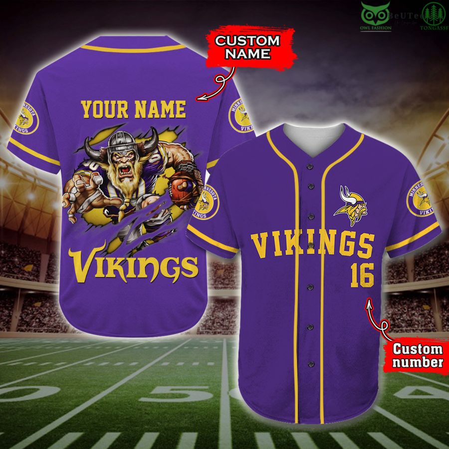 Minnesota Vikings Baseball Jersey NFL Fan Gifts Custom Name and Number