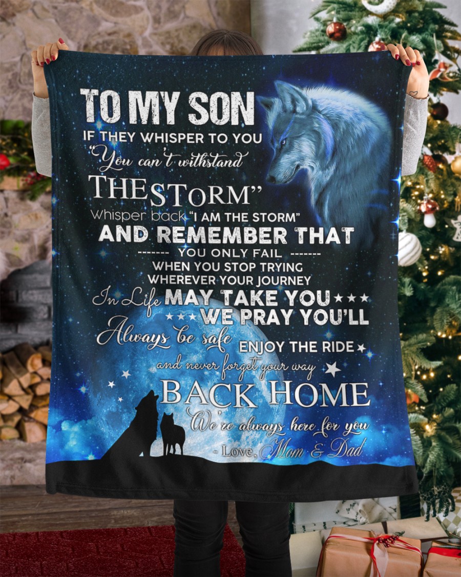 To my Son Always Be Safe Wolf Blanket