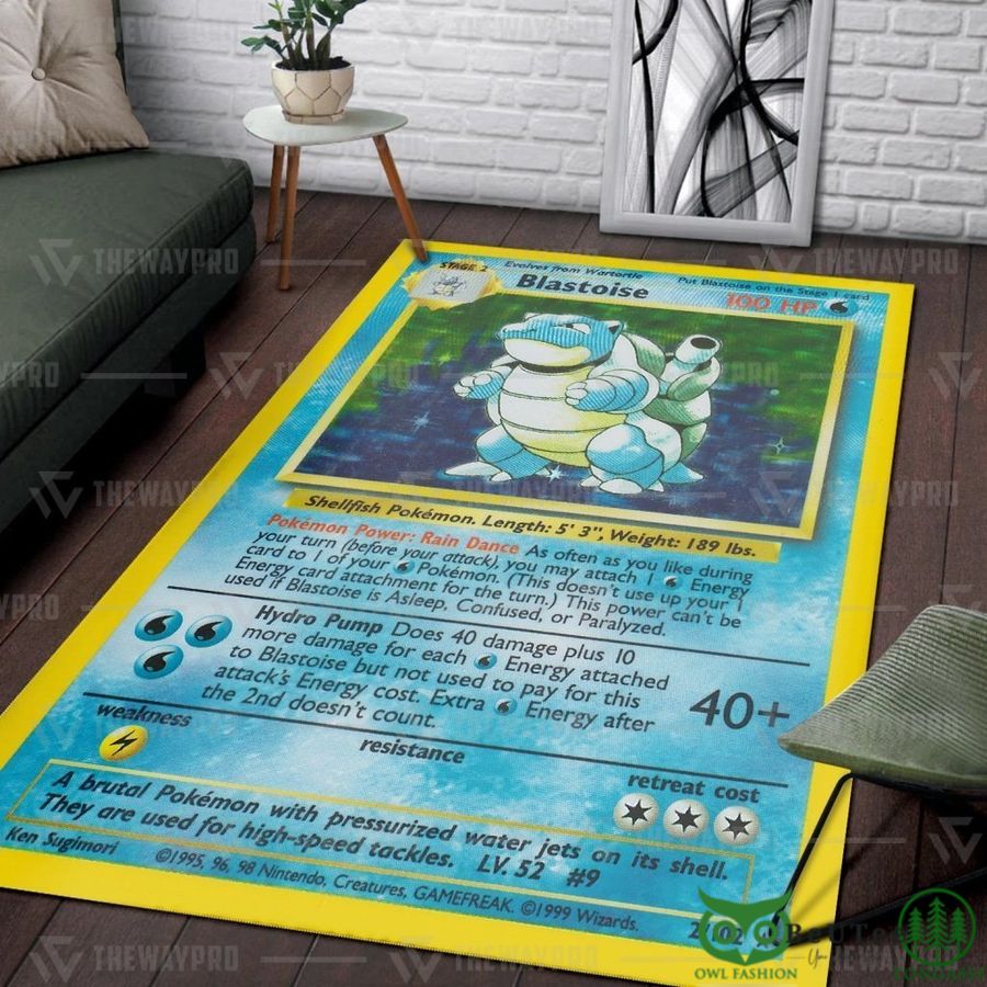 Blastoise Card Information Blue Custom Rug