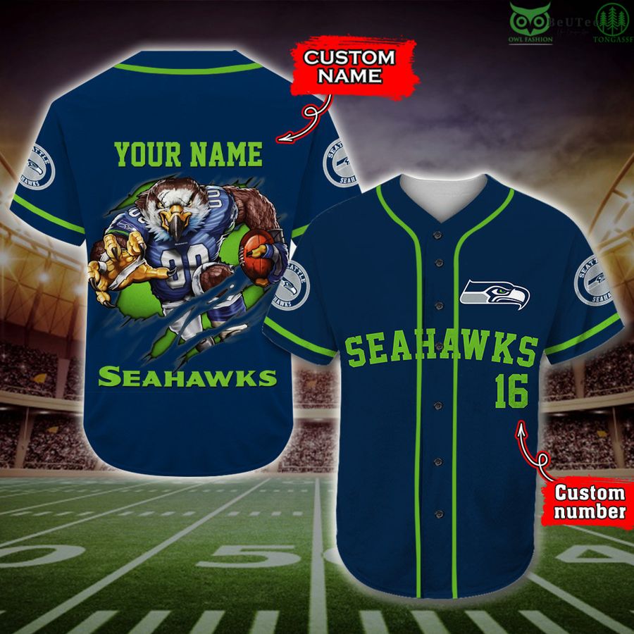 Seattle Seahawks Baseball Jersey NFL Fan Gifts Custom Name and Number