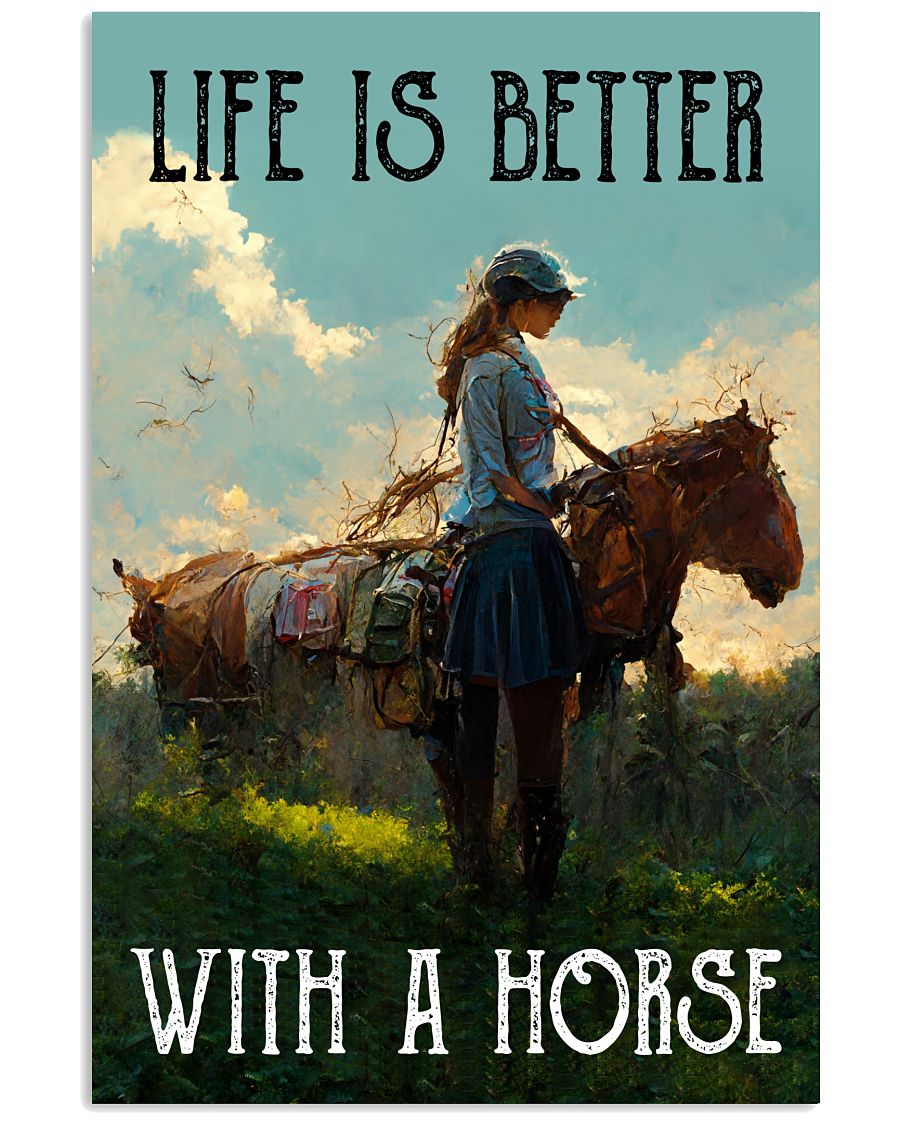 A Girl And A Horse Vertical Poster