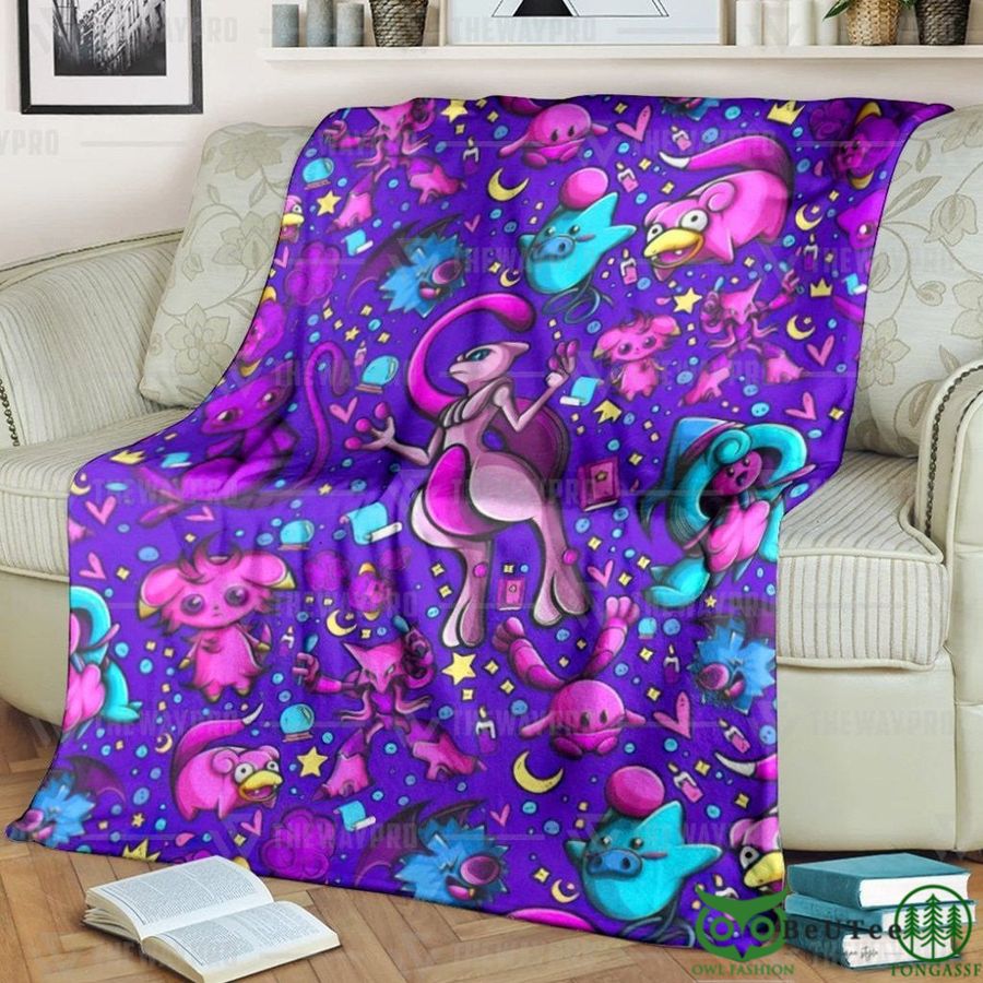 Anime PKM Psychic Version 2 featuring Mewtwo Soft Blanket