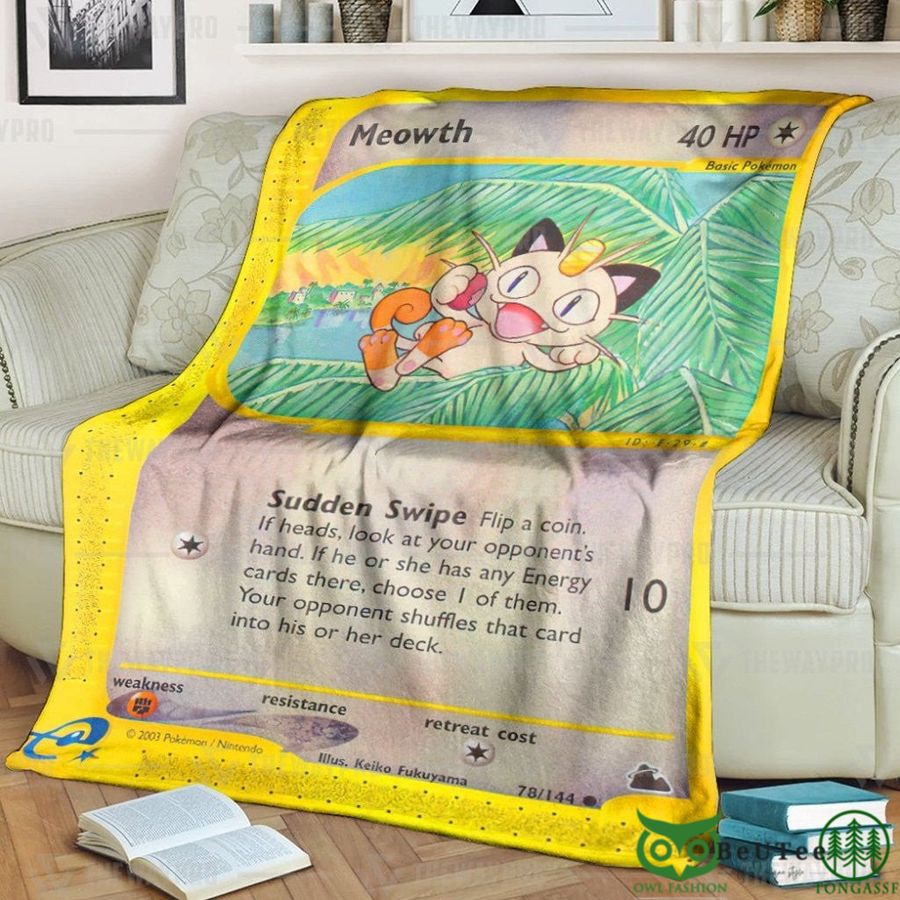 Anime PKM Meowth Skyridge Custom Soft Blanket