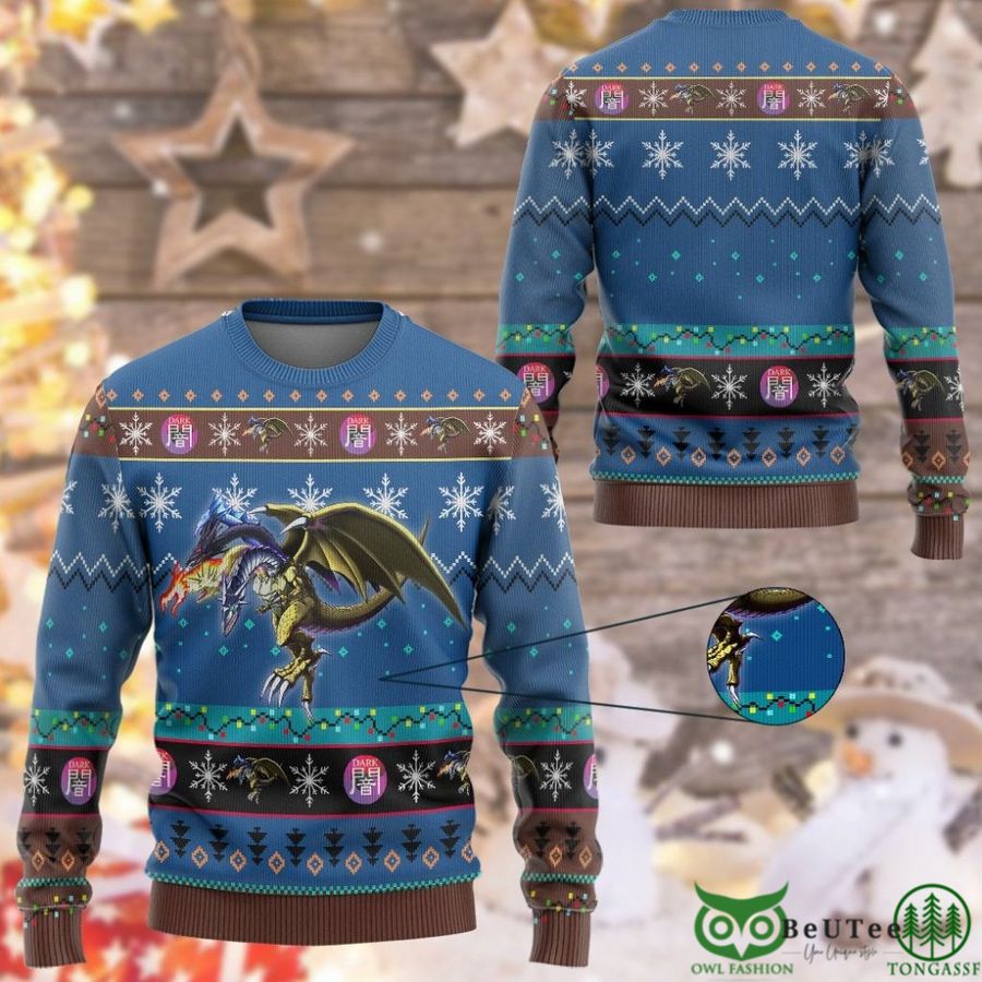 96 Anime YGO Five Headed Dragon Custom Imitation Knitted Ugly Sweater