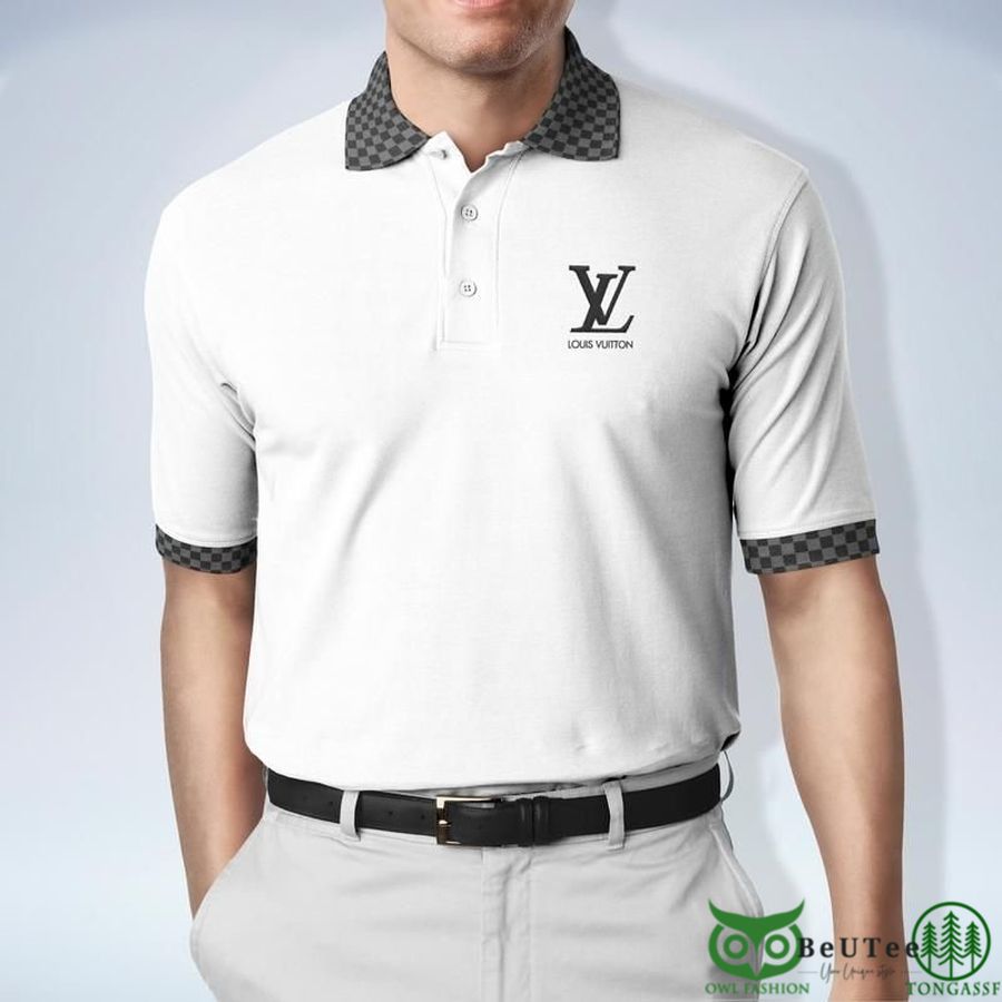 62 Limited Edition Louis Vuitton White Checkered on Sleeves Polo Shirt