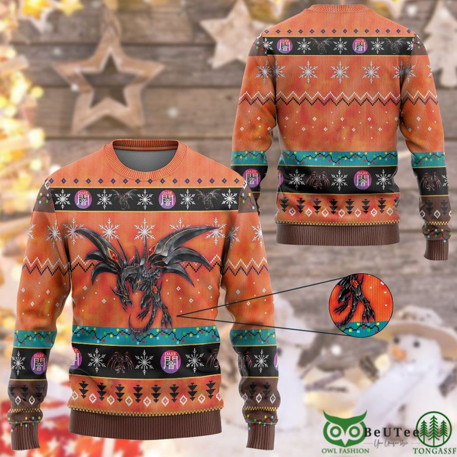 21 Anime YGO Red Eyes Darkness Metal Dragon Custom Imitation Knitted Ugly Sweater